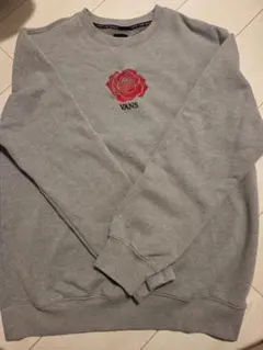 (レア)　日本未発売らしいVANS グレー スウェット Lサイズ　薔薇刺繍