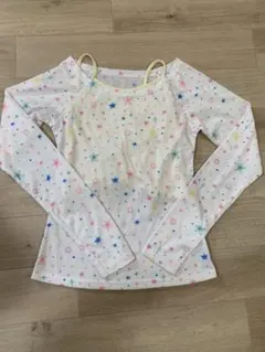 長袖　シアートップス　星柄カットソー　S サイズ　キャミ付