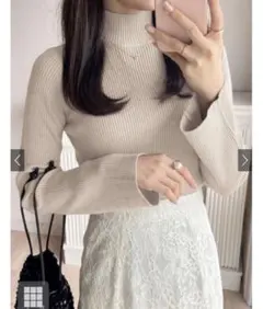 ハイネックフレアスリーブリブニットトップス[k9086d]