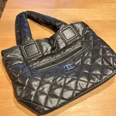 ブラック キルティング トートバッグ