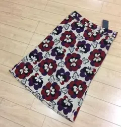 未使用タグ付◉k.h.n. リネンライクな夏の大柄プリントスカート1.4万