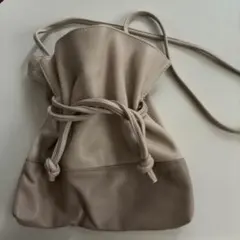 バイカラー 巾着 ショルダーバッグ