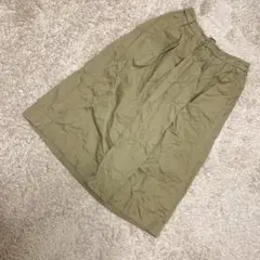 【美品】coen コーエン カーキ コットン100% フレアスカート Lサイズ
