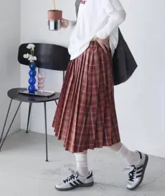 【forksy.】ミドル丈アソートプリーツチェックスカート