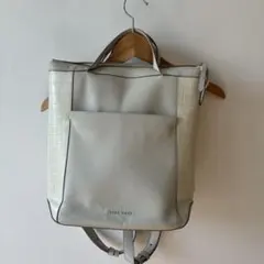 COLE HAAN コールハーン レザー 2WAYバッグ ホワイト 型押し 美品