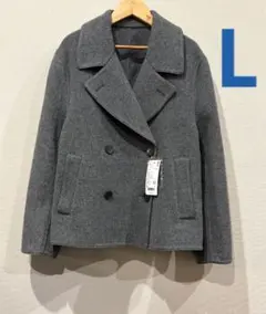 UNIQLOダブルフェイスショートコートリラックスフィットLサイズグレーユニクロ