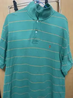【希少】ポロラルフローレン モックネック ポロシャツ 3L 緑 ボーダー 刺繍
