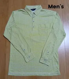 【美品】Founders メンズ イエロー チェック 長袖ポロシャツ L