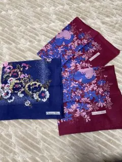 Christian Dior 花柄ハンカチ 3枚セット