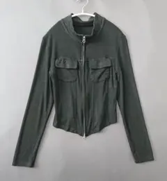 ショート丈 ジップアップトップス L