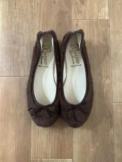 Bisue Ballerinas スペイン製　ブラウンファーバレエシューズ　37