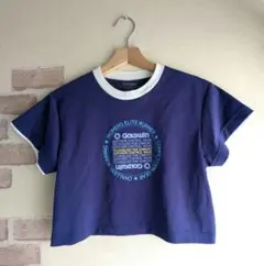 ★お値引中★GOLDWIN ネイビー クロップドTシャツ Lのサムネイル