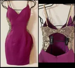 AngelRスタイル盛れる高級キャバドレスSパープルピンク 後ろ姿セクシー♡