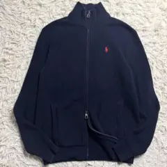 ポロラルフローレン ドライバーズニット 紺 ダブルジップ 赤ポニー S相当