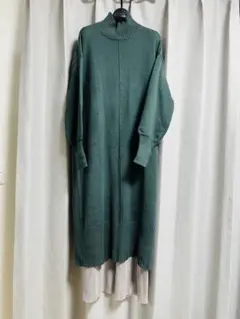 【BEAMS HEART】ハイネックレイヤード ニットワンピース