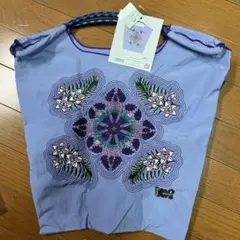 新品正規 Ball &Chain 刺繍エコバッグ M サイズブルー系のサムネイル