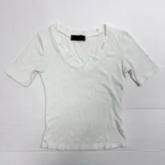 CRYX クリックス Vネック半袖リブTシャツ F ホワイト タイト シンプルのサムネイル