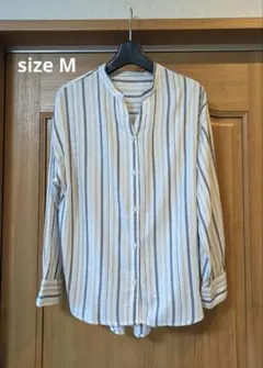 ☆AMERICAN HOLIC☆ストライプ長袖ブラウスМ アイボリー×ネイビー
