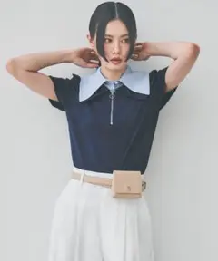 【9月11日までの出品】アンドクチュール　ダブルカラーZIPプルオーバー
