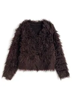 Vネックシャギーニットカーディガン[an1855]