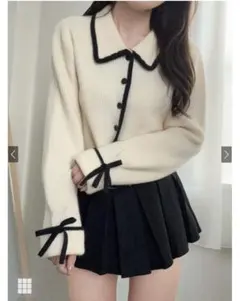 【新品・未開封‼️】GRL 配色ラインリボンニットカーディガン[pm708]