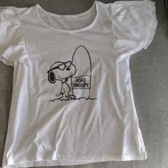 スヌーピー　SNOOPY　レトロガール　袖フリル　Tシャツ