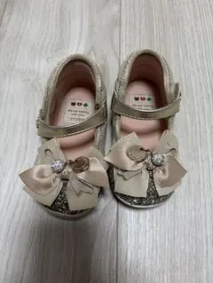 ゴールドリボン付きグリッターシューズ　13.0