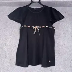バーバリー チェック はしごリボン Tシャツ　150　ホースマーク　ブラック　黒のサムネイル