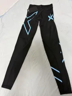 【新品タグ付き】2XU メンズ ブラック/ブルー ロングタイツ Mサイズ