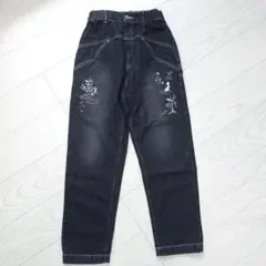 スカラー キノコ さくらんぼ チェリー 刺繍 サルエル デニム パンツ Мサイズ