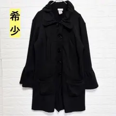 USA製 CARIBE ふくれジャガード チュニックコート 黒 フリル袖 希少