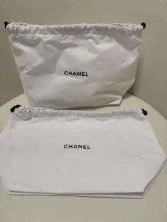 CHANEL ホワイト ロゴ 巾着ポーチ セット