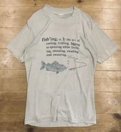 Ｔシャツ 古着 80s 魚 釣り シングルステッチ USA製 アニマル 動物