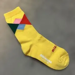 【新品】ミキハウス 靴下 ソックス イエロー アーガイル柄 サイズ17-19