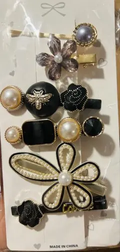 ヘアクリップ5点　ヘアピン1点　キラキラ6点セット