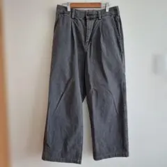 GUグレー ワイドパンツ ゴムウエスト