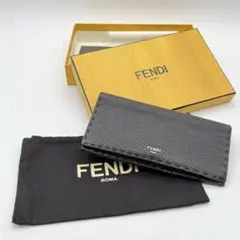 FENDI フェンディ セレリア 二つ折 長財布 ブラック レザー 外縫い 男女