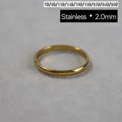 2ｍｍ 光沢甲丸リング 指輪 ステンレス 14K金メッキ ユニセックス お洒落
