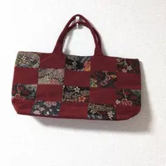 和装用バッグ　普段使いにも　和風赤いパッチワーク