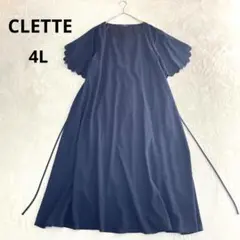 CLETTE 袖 スカラップ ワンピース ウエストリボン ロング 大きいサイズ