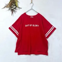 コルザ 半袖 Tシャツ ロゴプリント ビッグシルエット 袖ライン ゆったり Lのサムネイル