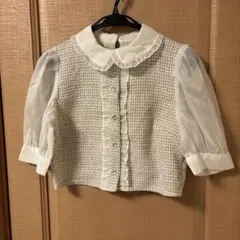 フリル襟 シフォン袖 半袖ブラウス