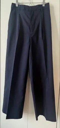 vis ネイビー ワイドパンツ