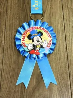 ☆美品　ディズニー　ミッキー　バースデーロゼット 2022 誕生日祝い　水色☆