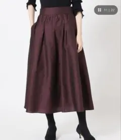 美品★IENA イエナ デザインシャンタンギャザーフレアスカート