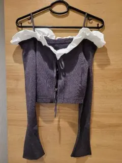 【未使用】SNIDEL フリルオフショルプルオーバー(gry)