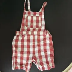 PETIT BATEAU チェック柄 オーバーオール　24m 86cmのサムネイル
