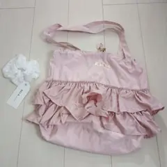 しまむら RELA. フリルトートバッグ シュシュ付き ピンク