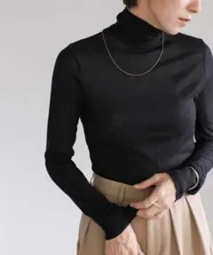 美品 セレクトモカ シアーテレコハイネックトップス 黒