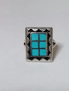 ターコイズ　インレイ　シルバー　リング　12号　ヴィンテージ